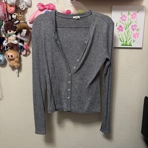 Aerie Ribbed Cardigan Glitter Button Sz Medium
